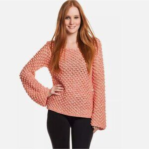 AIKO Women's Amelie Popcorn Stick Sheet Cotton Sweater Peach Size M